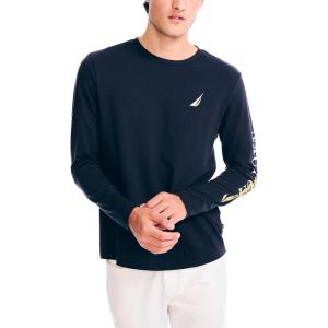 Nautica Sustainably Crafted Long-Sleeve Graphic T-Shirt(Navy)
