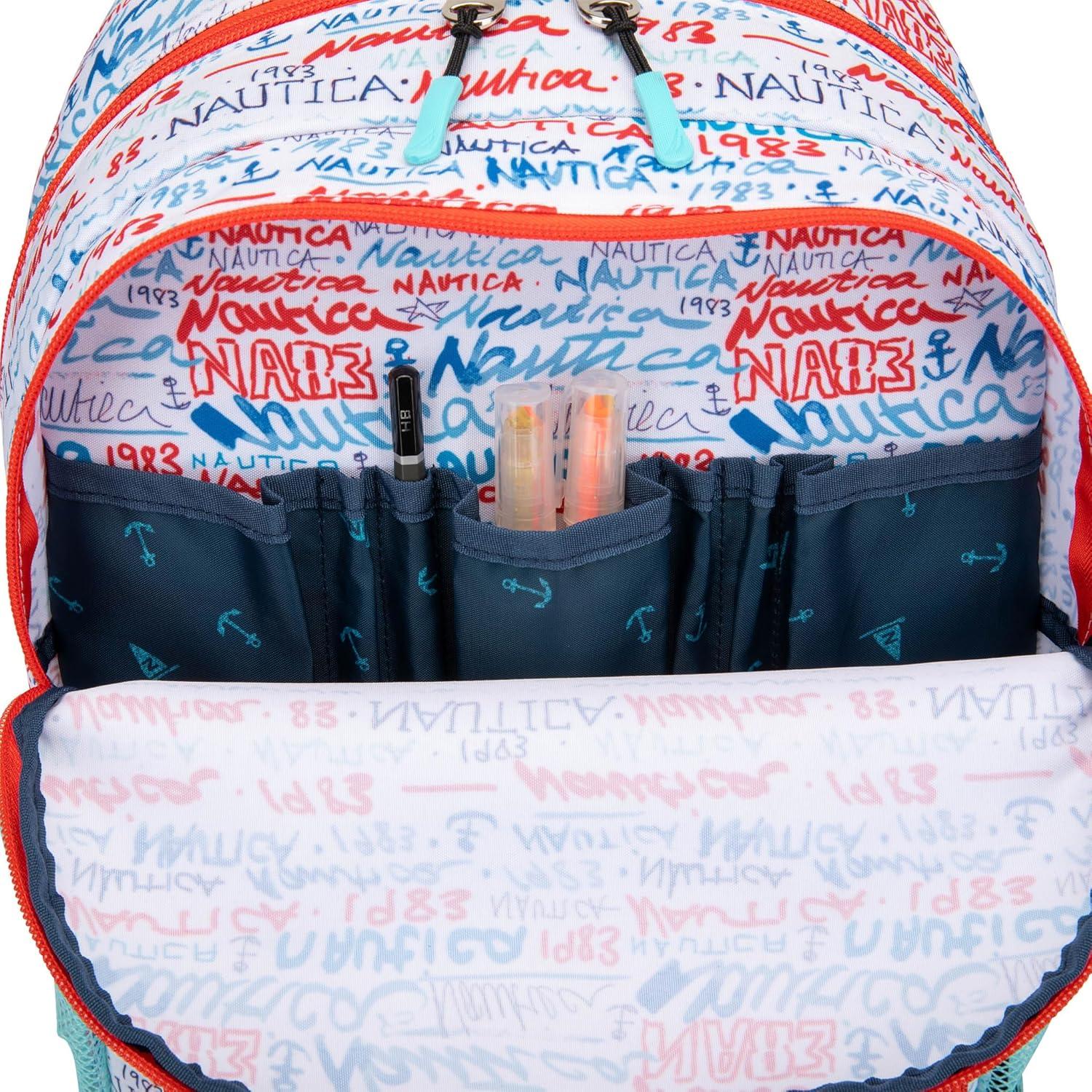imageNautica Backpack for Kids Kindergarten Elementary Children Backpack 16 Tall SailboatsGraffiti