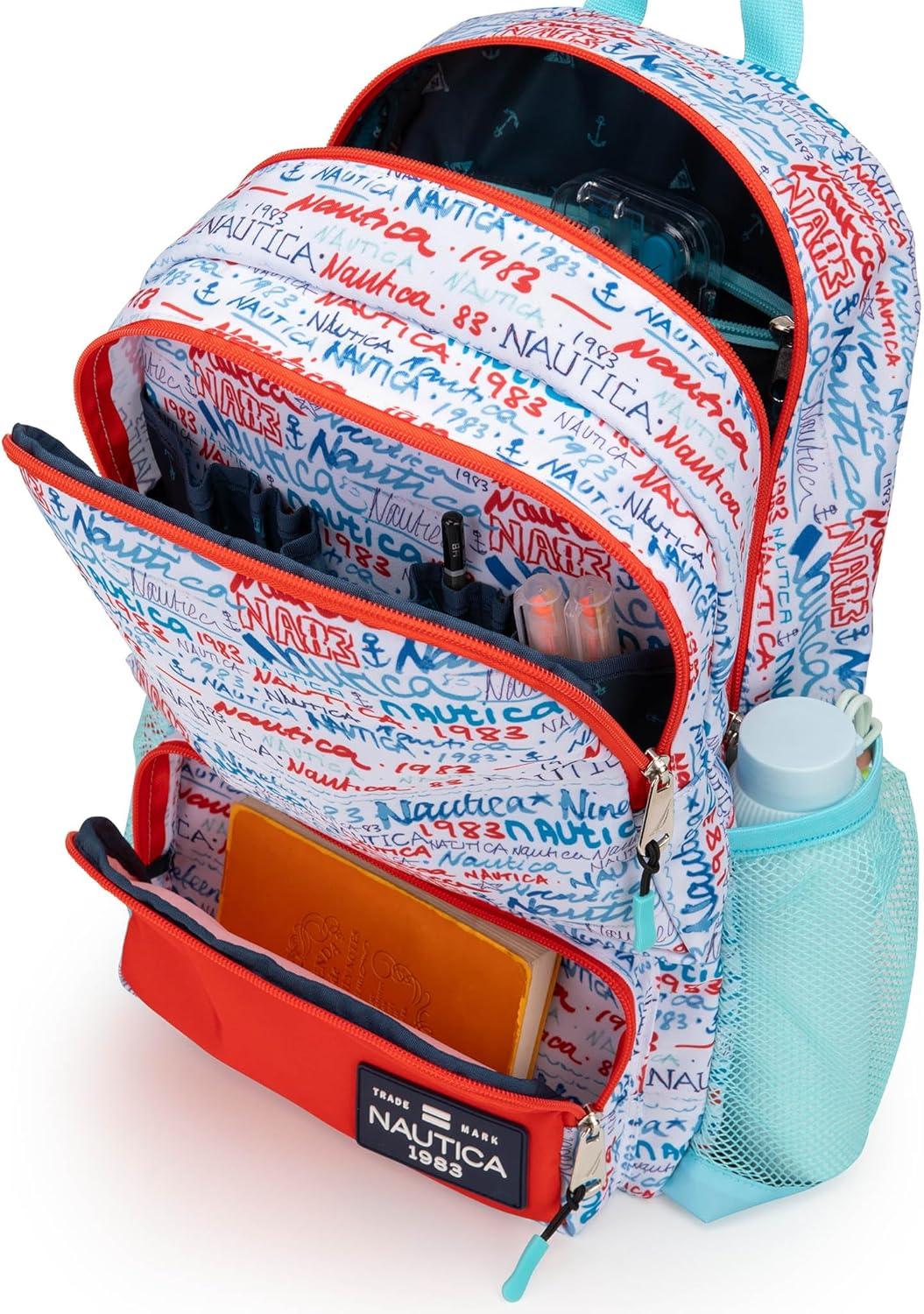 imageNautica Backpack for Kids Kindergarten Elementary Children Backpack 16 Tall SailboatsGraffiti