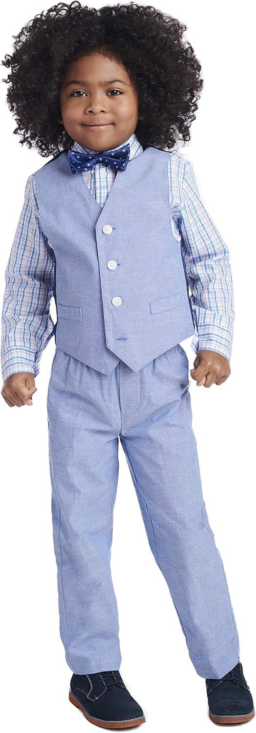imageNautica Boys 4piece Formal Suit Set with Vest Pants Collared Dress Shirt and TieLavendula
