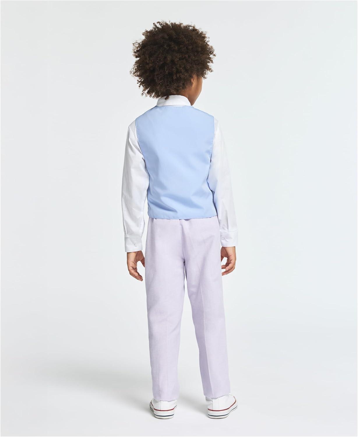 imageNautica Boys 4piece Formal Suit Set with Vest Pants Collared Dress Shirt and TiePastel Lilac