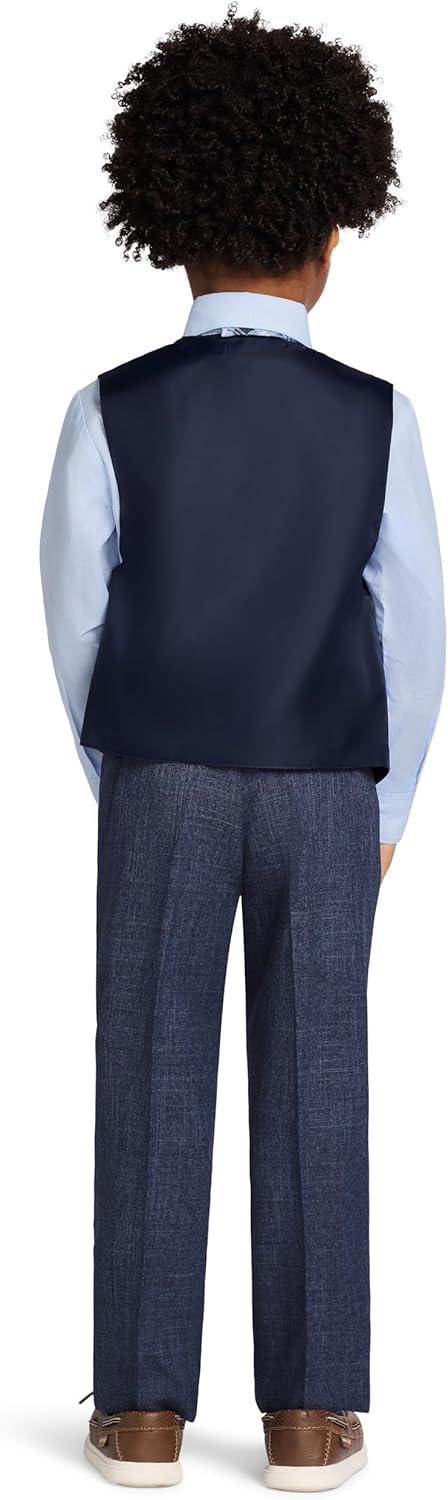 imageNautica Boys 4piece Formal Suit Set with Vest Pants Collared Dress Shirt and TieTanzanite Blue