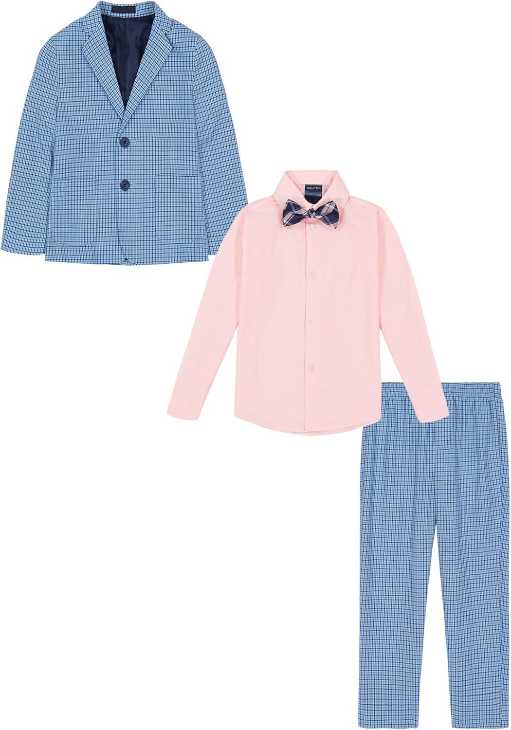 imageNautica Boys 4piece Suit Set with Dress Shirt Tie Jacket and PantsClear Sky