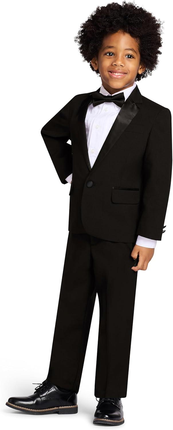 imageNautica Boys 4piece Tuxedo Set with Dress Shirt Bow Tie Jacket and PantsBlack Tuxedo