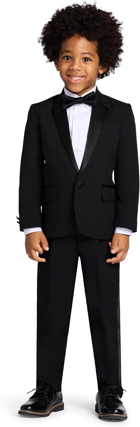 imageNautica Boys 4piece Tuxedo Set with Dress Shirt Bow Tie Jacket and PantsBlack Tuxedo