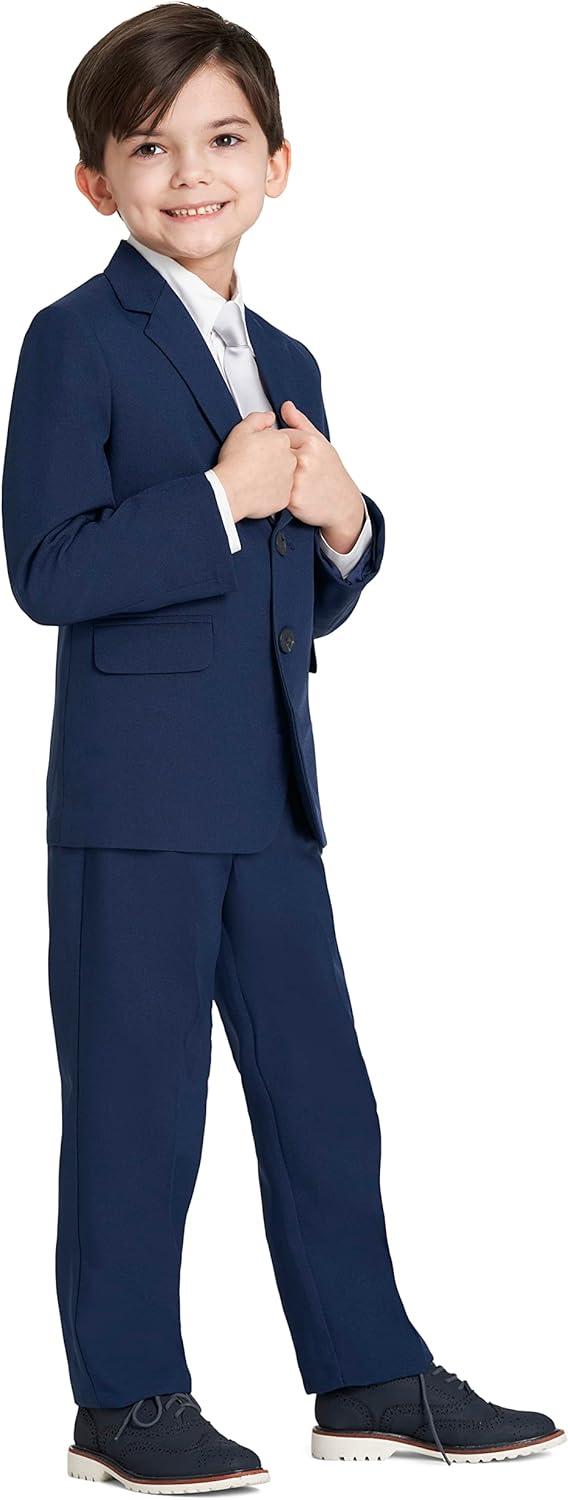 imageNautica Boys 4piece Tuxedo Set with Dress Shirt Bow Tie Jacket and PantsBright Blue