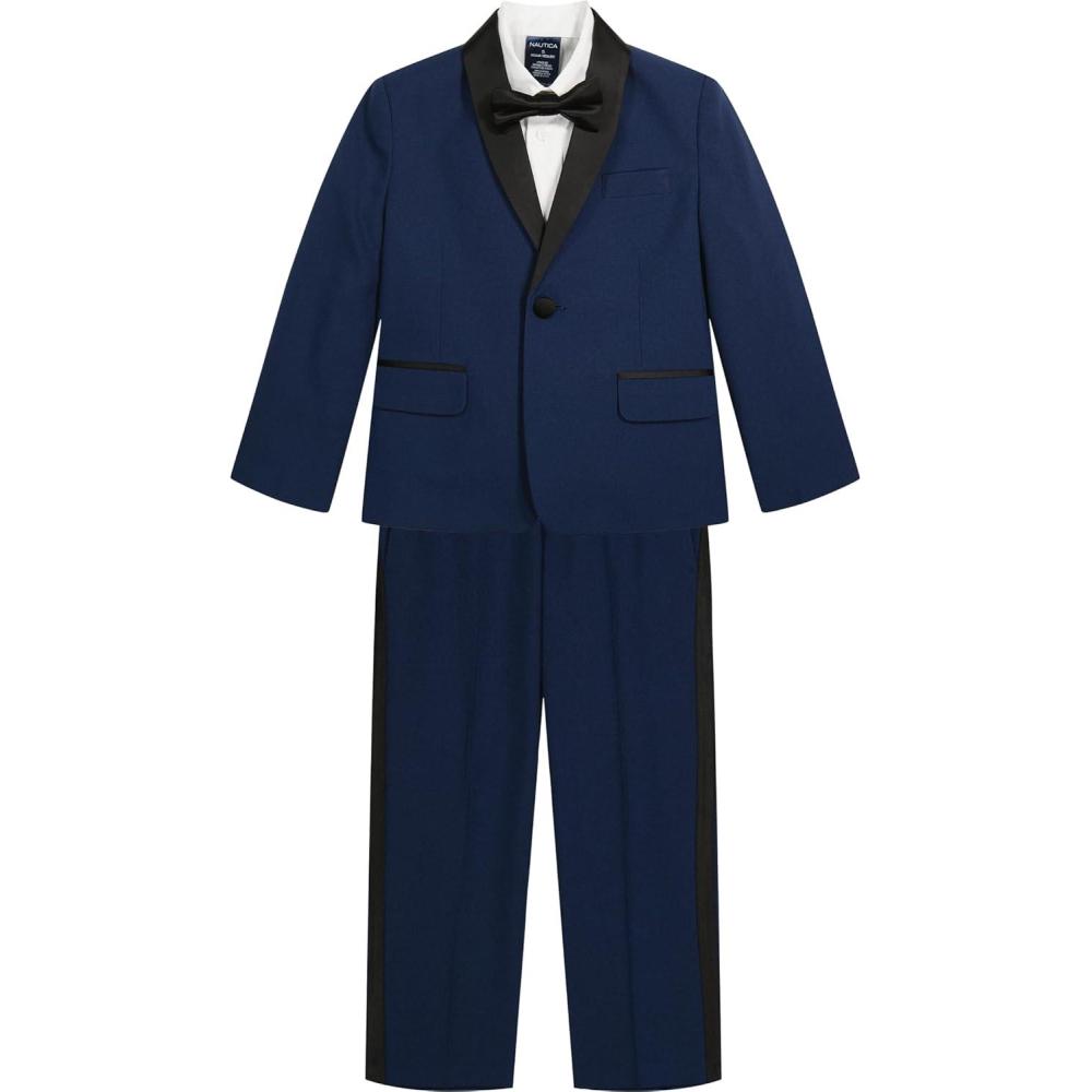 imageNautica Boys 4piece Tuxedo Set with Dress Shirt Bow Tie Jacket and PantsBlue Tuxedo
