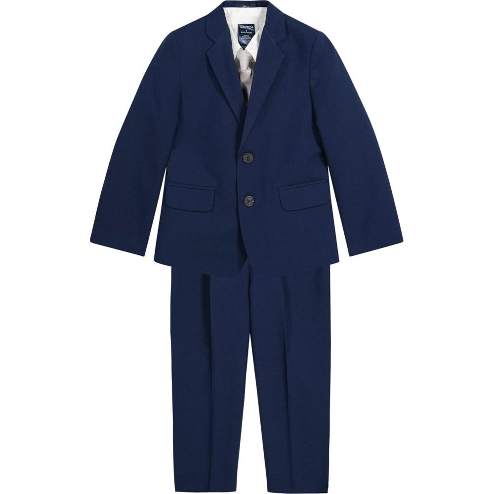 imageNautica Boys 4piece Tuxedo Set with Dress Shirt Bow Tie Jacket and PantsBright Blue