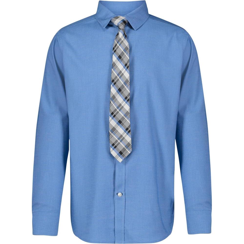 imageNautica Boys Long Sleeve ButtonDown Collared Dress Shirt with TieDragonfly Blue