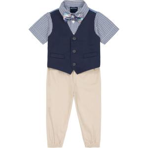 Nautica Baby Boys 4-piece Suit Set with Dress Shirt, Vest, Pants, and Tie(Khaki Short Sleeve)