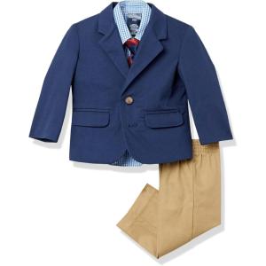 Nautica Baby-Boys 4-Piece Suit Set with Dress Shirt, Jacket, Pants, and Tie(Navy/Khaki)