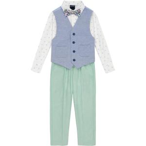 Nautica Boys’ 4-piece Formal Suit Set with Vest, Pants, Collared Dress Shirt, and Tie(Academy Blue)
