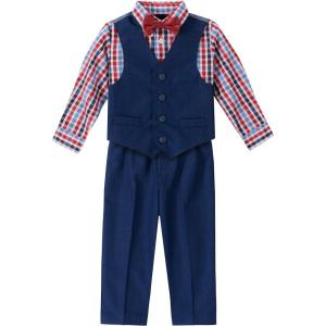 Nautica Boys’ 4-piece Formal Suit Set with Vest, Pants, Collared Dress Shirt, and Tie(Bright Blue)