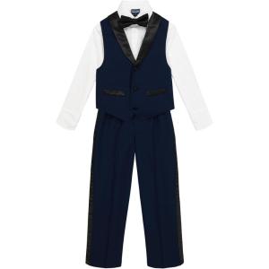 Nautica Boys’ 4-piece Formal Suit Set with Vest, Pants, Collared Dress Shirt, and Tie(Bright Blue Tuxedo)