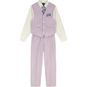 Nautica Boys’ 4-piece Formal Suit Set with Vest, Pants, Collared Dress Shirt, and Tie(Pastel Lilac)