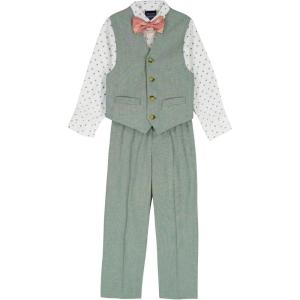 Nautica Boys’ 4-piece Formal Suit Set with Vest, Pants, Collared Dress Shirt, and Tie(Sage)