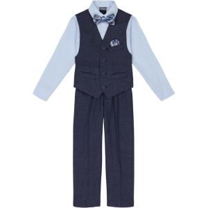 Nautica Boys’ 4-piece Formal Suit Set with Vest, Pants, Collared Dress Shirt, and Tie(Tanzanite Blue)