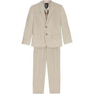 Nautica Boys’ 4-piece Suit Set with Dress Shirt, Tie, Jacket, and Pants(Khaki Linen)