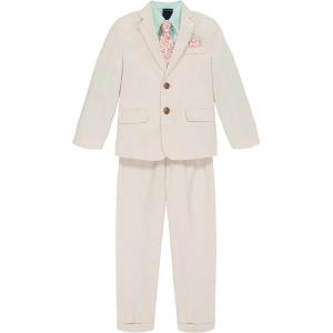 Nautica Boys’ 4-piece Suit Set with Dress Shirt, Tie, Jacket, and Pants(Silvered Birch Linen)