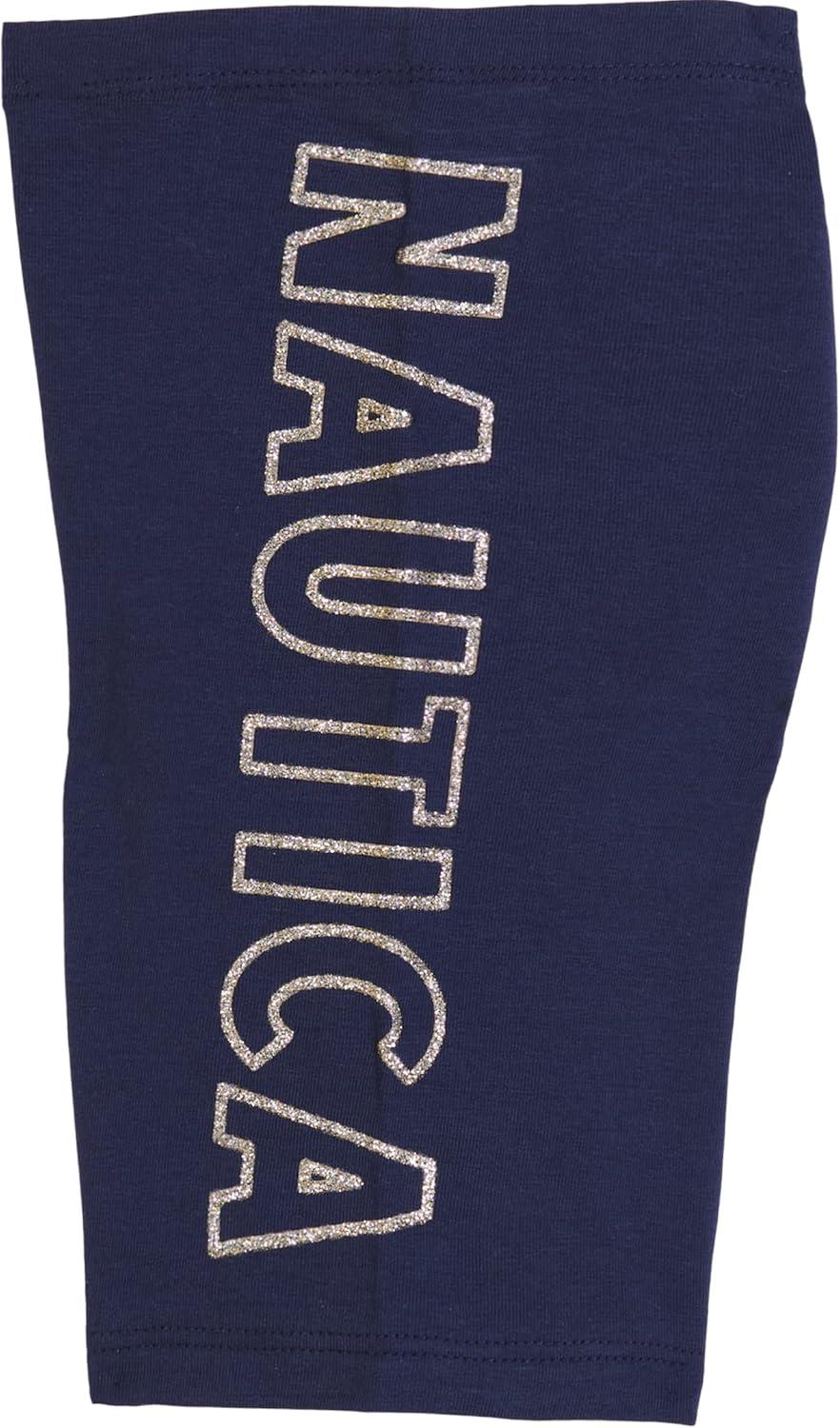 imageNautica Girls Active Bike Shorts Soft amp Stretchy Spandex with Flat Waistband amp Logo DesignPeacoat Heart