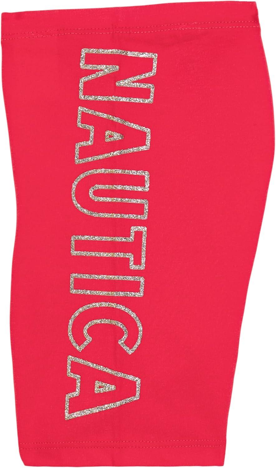 imageNautica Girls Active Bike Shorts Soft amp Stretchy Spandex with Flat Waistband amp Logo DesignVirtual Pink Heart