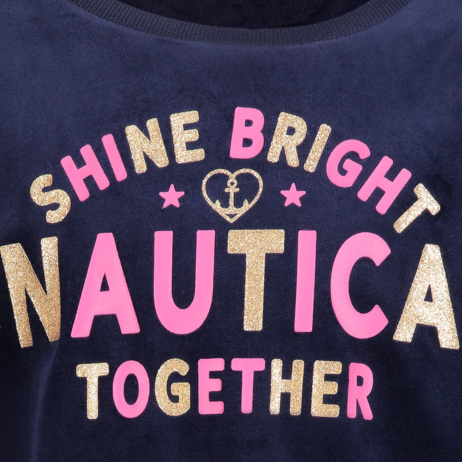 imageNautica Girls Fleece Popover Crewneck SweatshirtVelour Peacoat