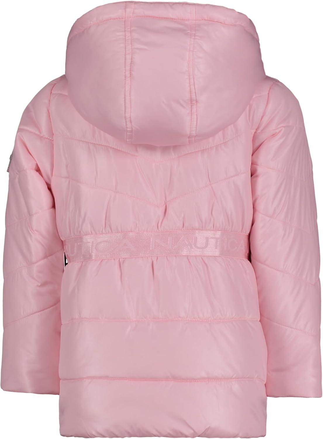 imageNautica Girls Heavyweight Hooded Winter Puffer Coat With Full Length ZipperPink Sparkle