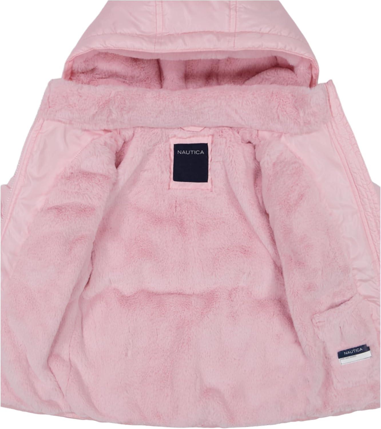 imageNautica Girls Heavyweight Hooded Winter Puffer Coat With Full Length ZipperPink Sparkle