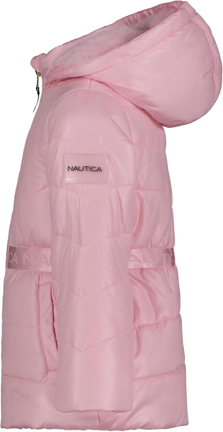 imageNautica Girls Heavyweight Hooded Winter Puffer Coat With Full Length ZipperPink Sparkle