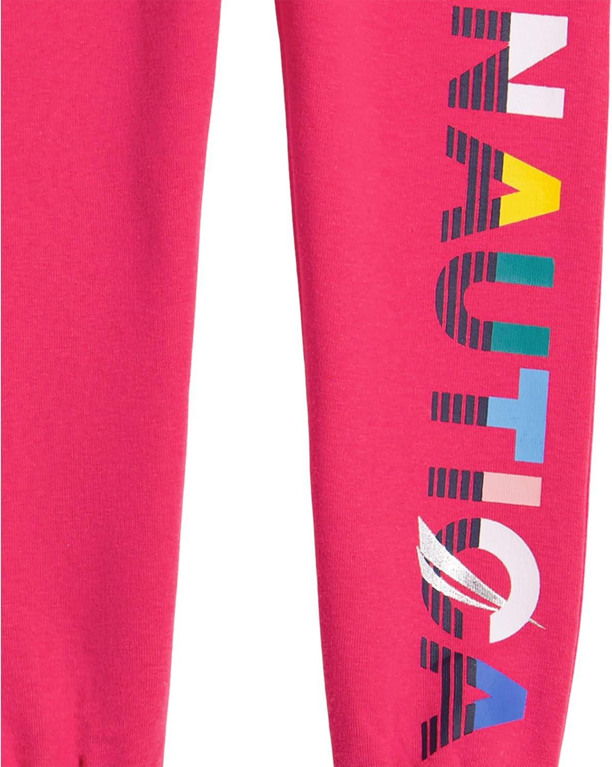 imageNautica Girls Logo Sweatpants Fleece Joggers with Ribbed Cuffs amp Functional Side PocketsBeetroot Purple