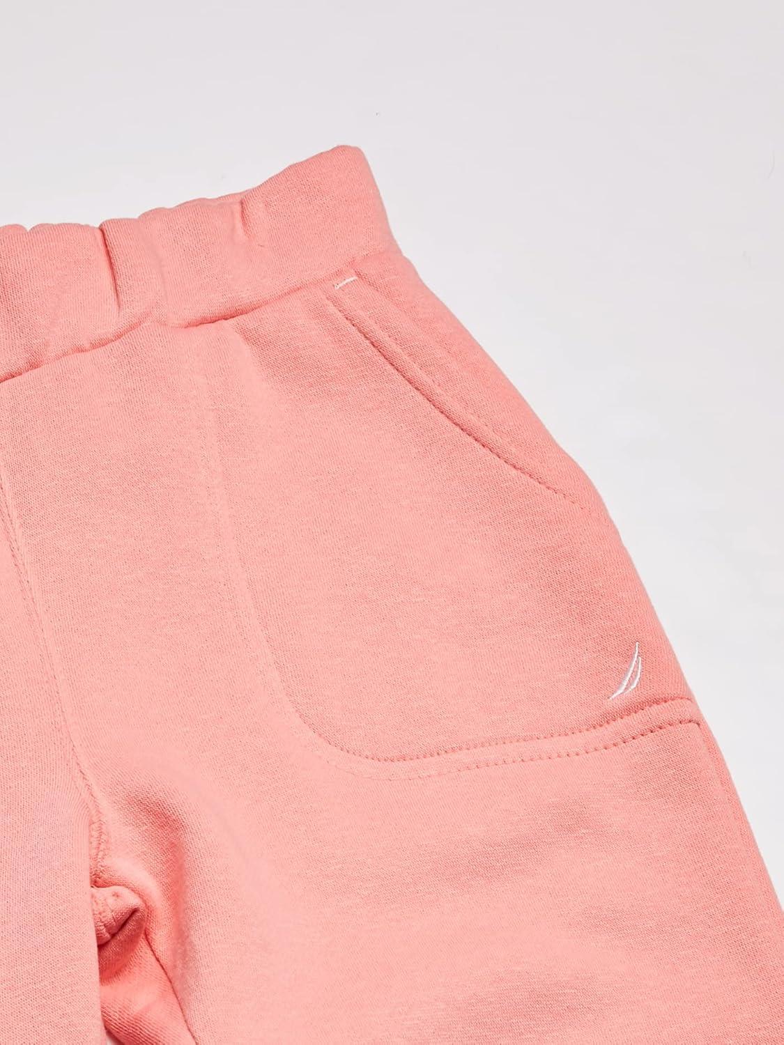 imageNautica Girls Logo Sweatpants Fleece Joggers with Ribbed Cuffs amp Functional Side PocketsFlamingo Pink