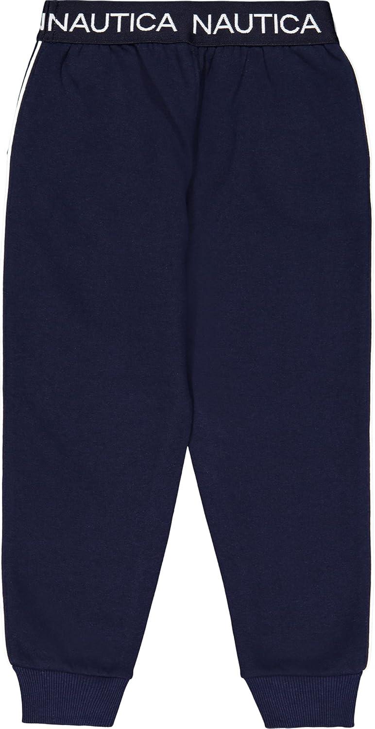 imageNautica Girls Logo Sweatpants Fleece Joggers with Ribbed Cuffs amp Functional Side PocketsPeacoat