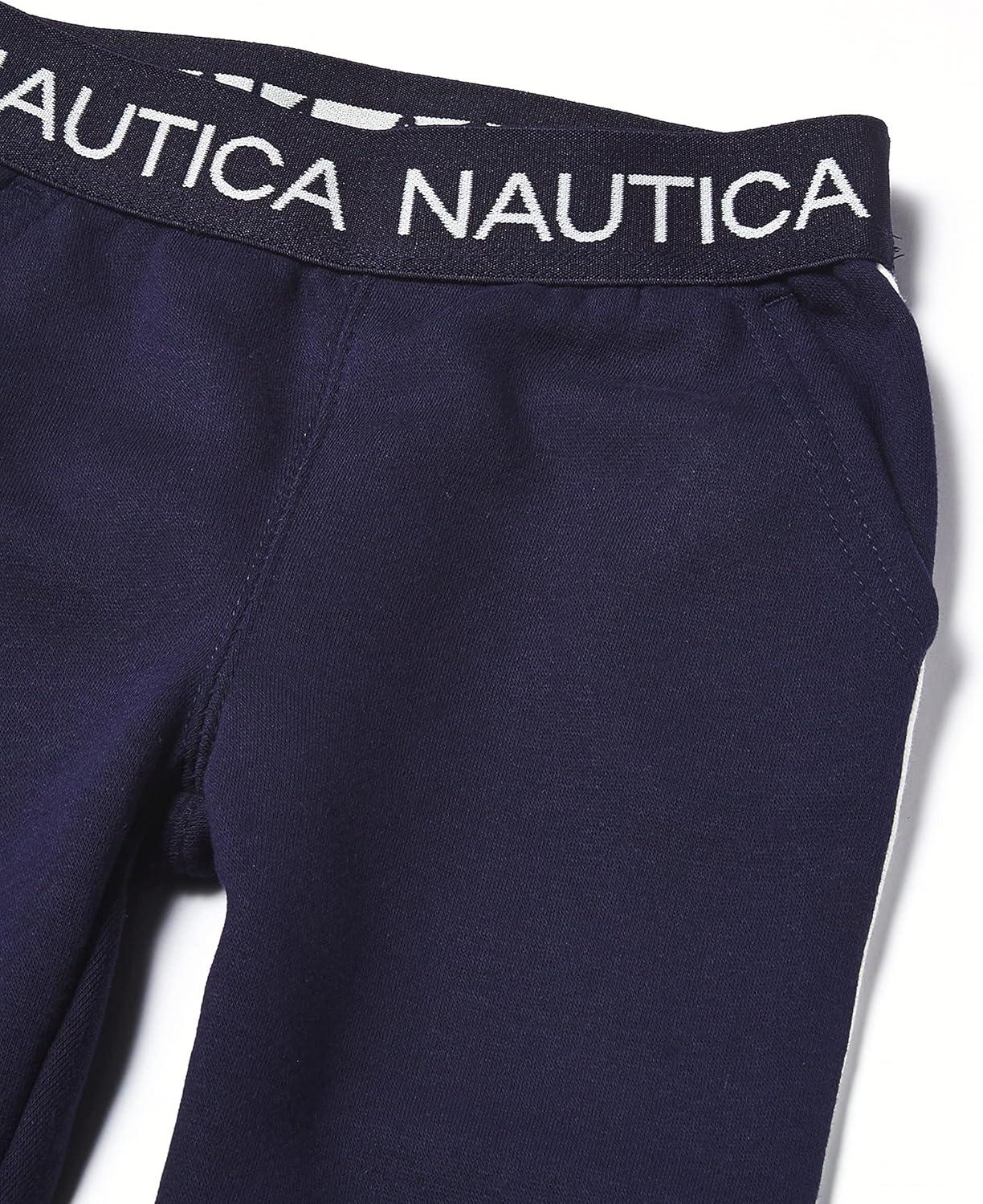 imageNautica Girls Logo Sweatpants Fleece Joggers with Ribbed Cuffs amp Functional Side PocketsPeacoat