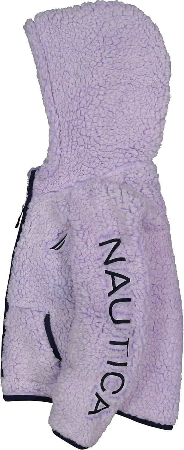 imageNautica Girls Logo Sweatshirt Fleece Hoodie With Fullzip Front amp PocketsLavender Sherpa