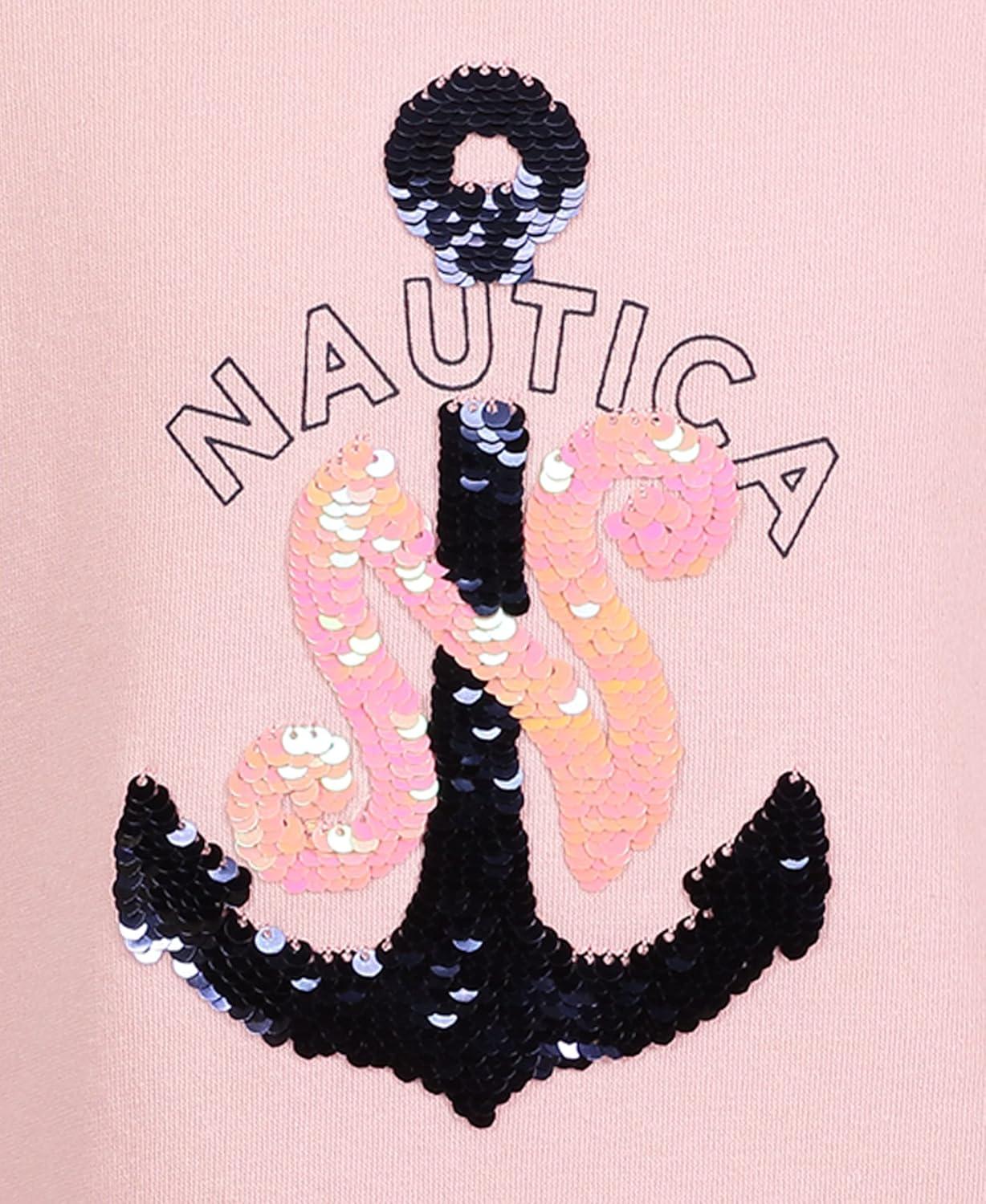 imageNautica Girls Long Sleeve Fleece Sweatshirt DressCoral Blush Sequin