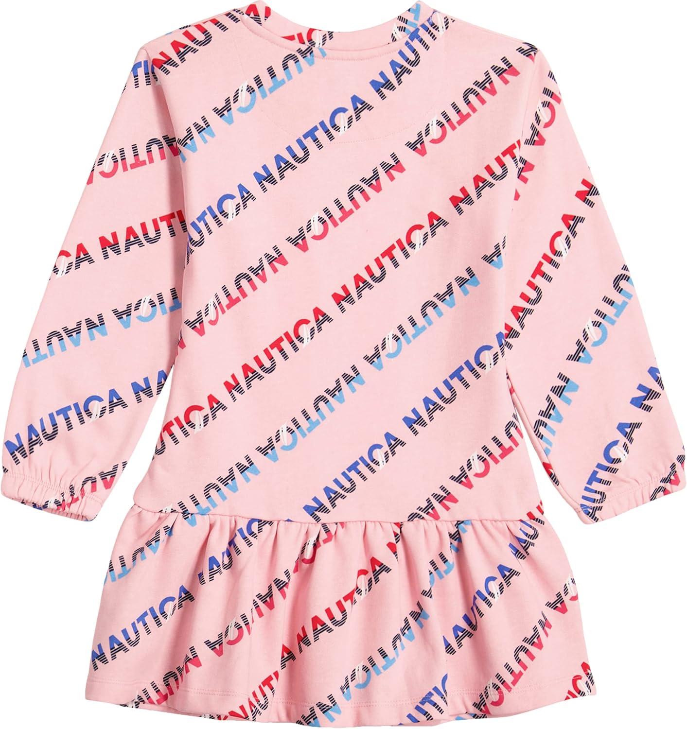 imageNautica Girls Long Sleeve Fleece Sweatshirt DressCoral Logo