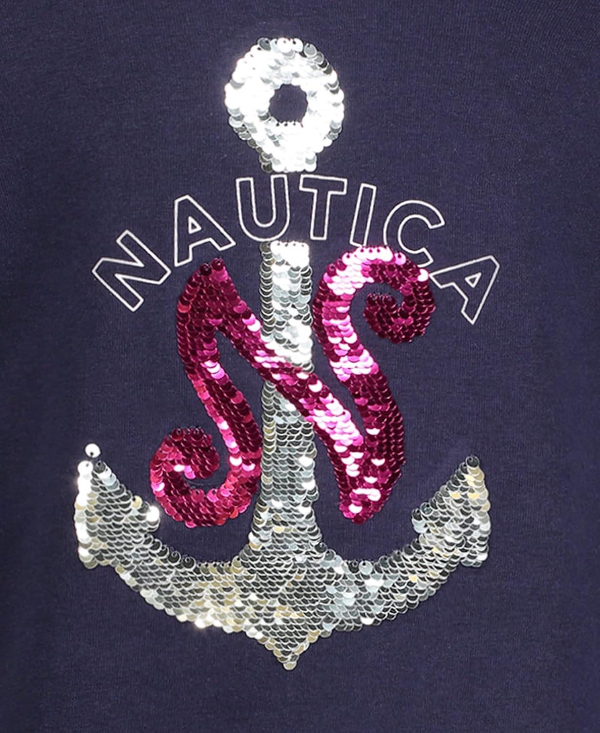 imageNautica Girls Long Sleeve Fleece Sweatshirt DressPeacoat Sequin
