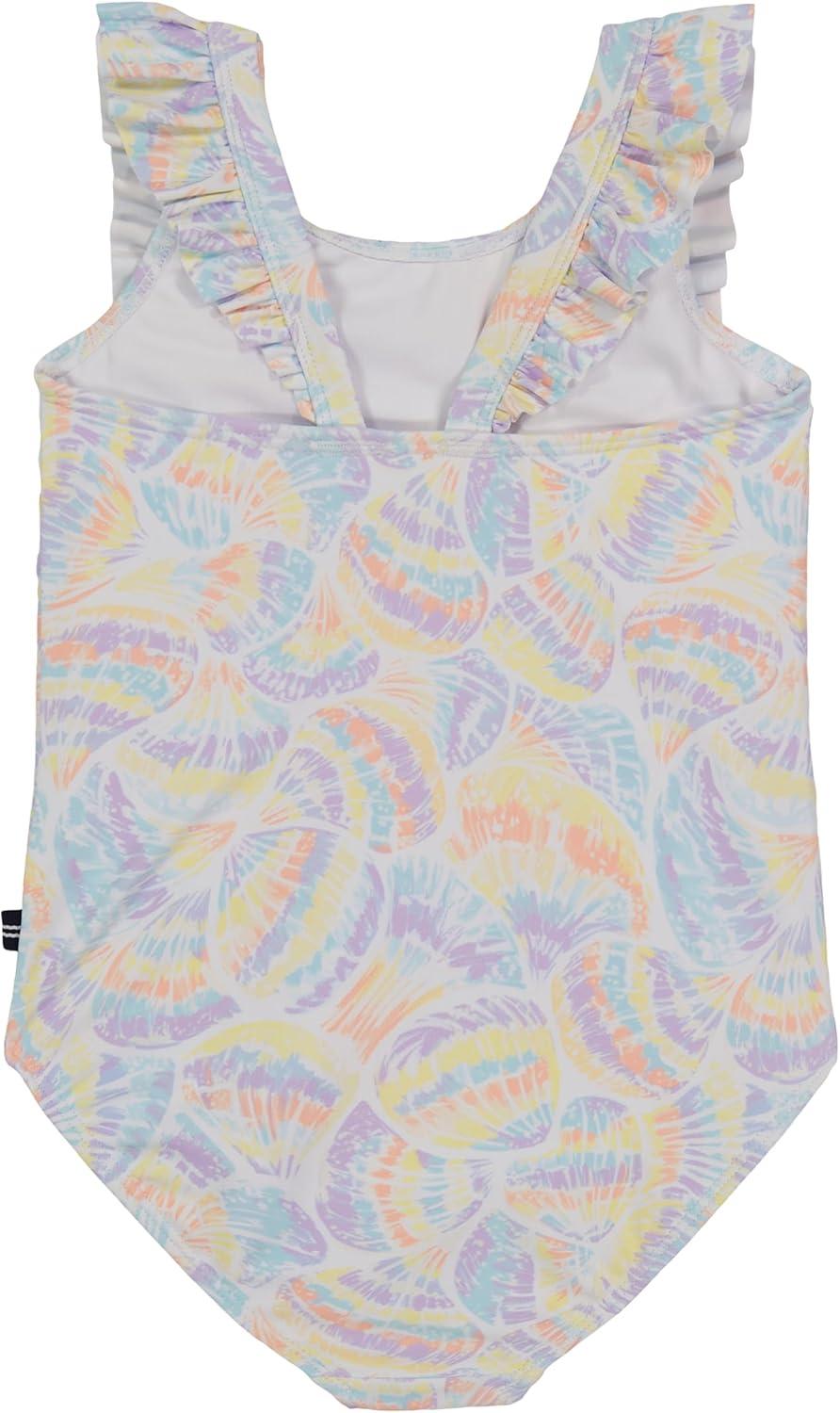 imageNautica Girls OnePiece Swimsuit with UPF 50 Sun Protection Quick Drying Bathing SuitWhite Shell Ruffle