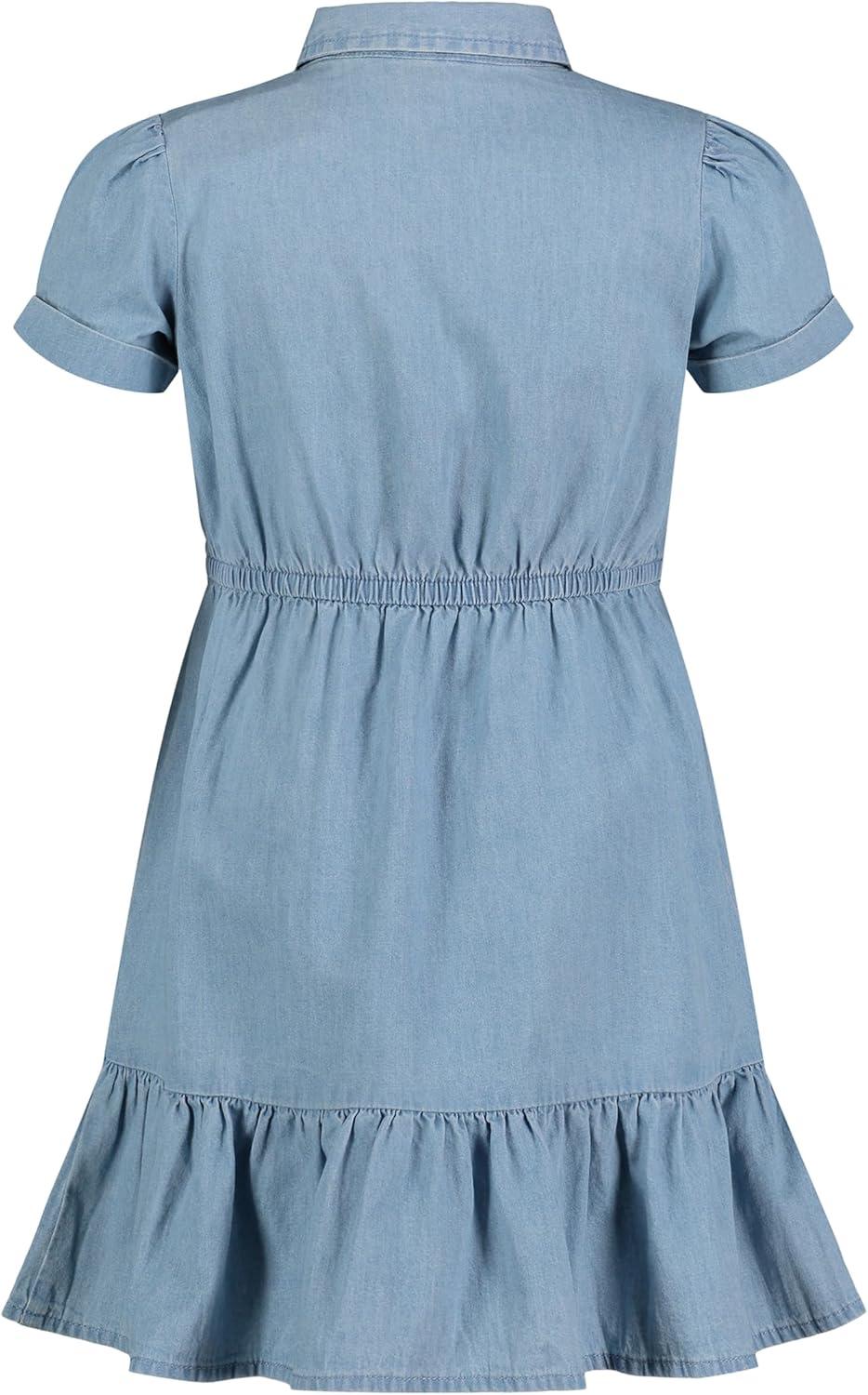 imageNautica Girls Short Sleeve Chambray Shirt DressLight Wash Chambray