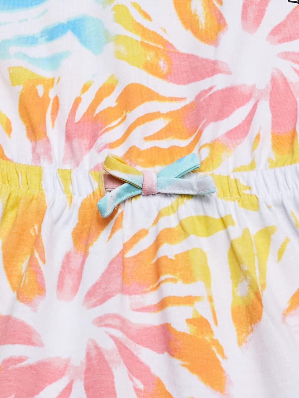 imageNautica Girls Short Sleeve Jersey Tee Dress with Elastic Cinched Waist Fun Designs amp ColorsWhite Sunburst Tie Dye