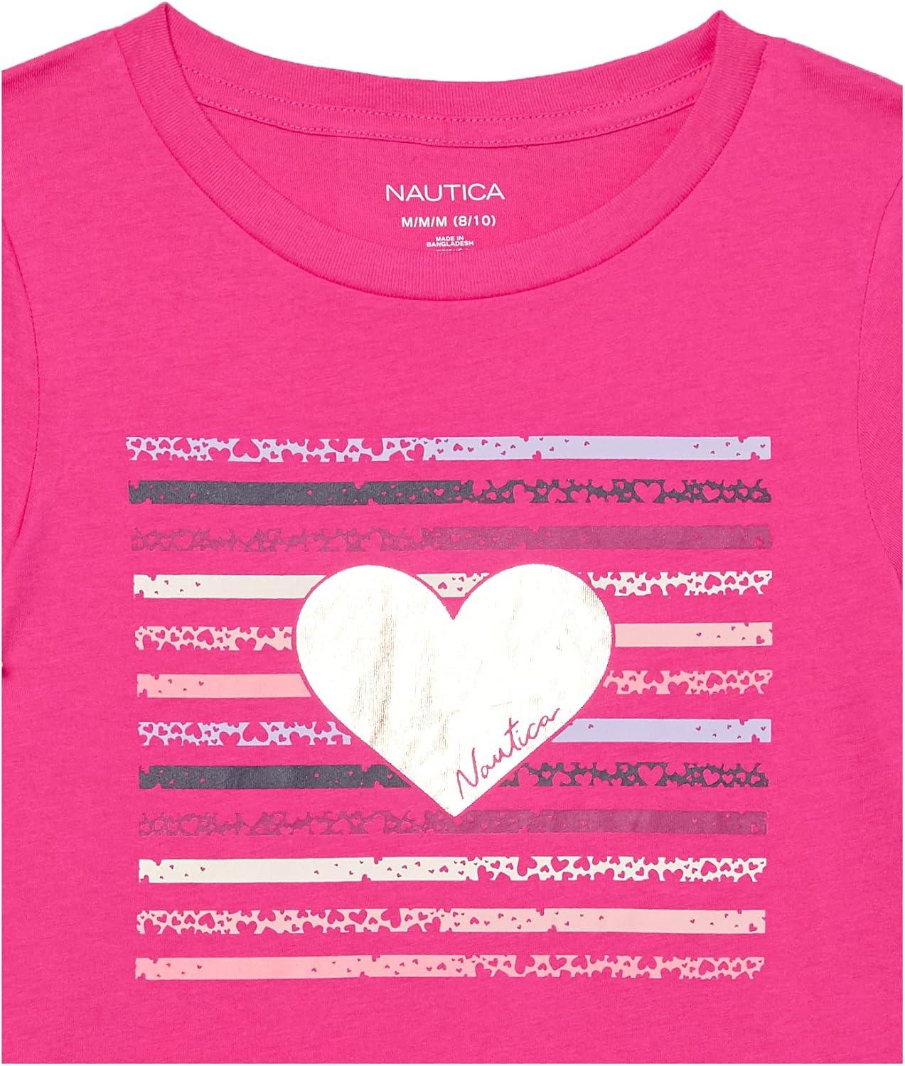 imageNautica Girls Short Sleeve TShirt with Fun Graphic Design Cotton Tee with Tagless InteriorBeetroot Heart