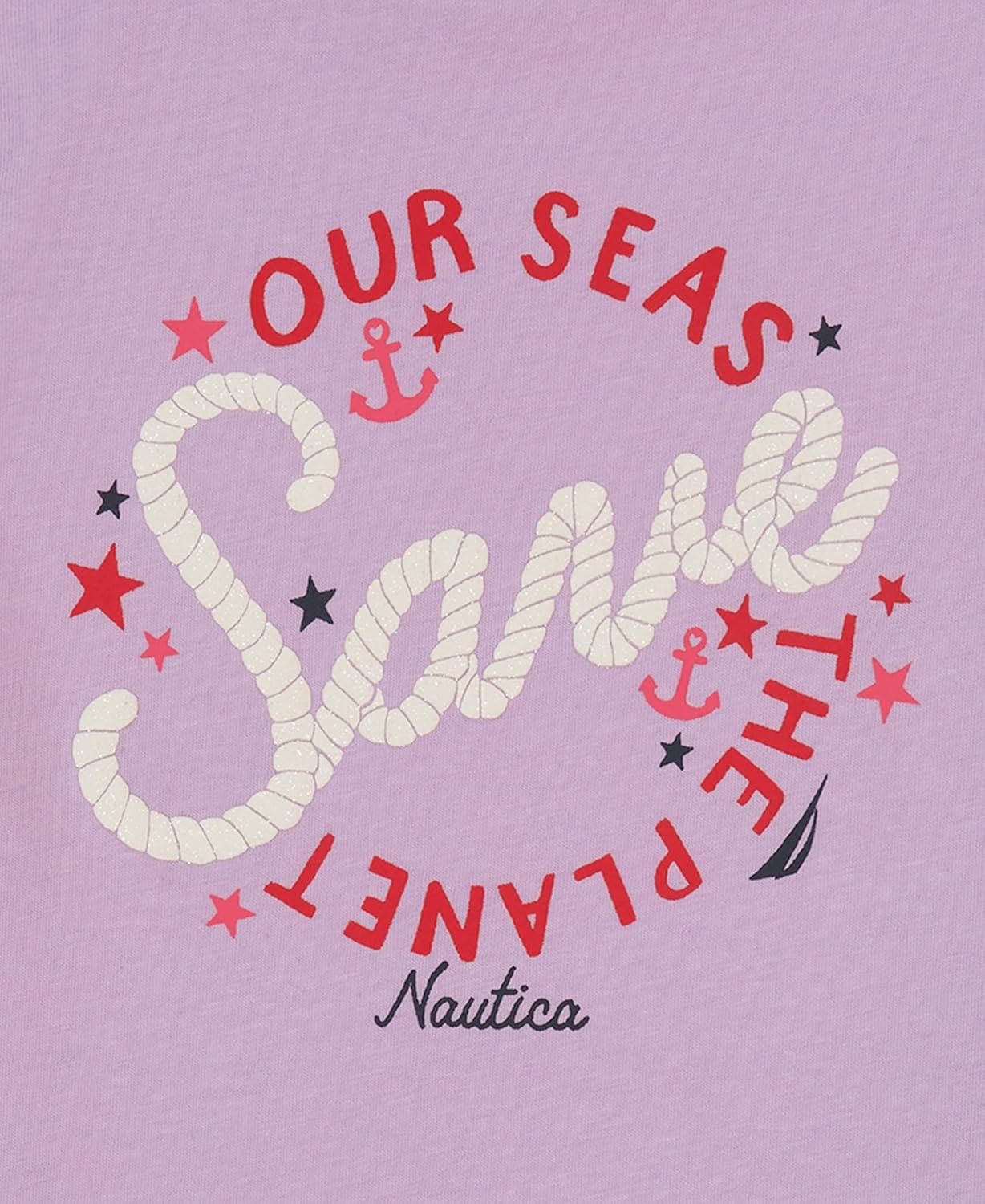 imageNautica Girls Short Sleeve TShirt with Fun Graphic Design Cotton Tee with Tagless InteriorLavendula Planet