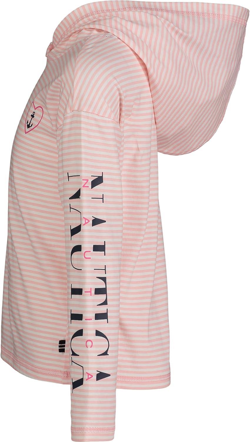 imageNautica Girls Striped Long Sleeved Hooded TopPink Dolphin Stripe