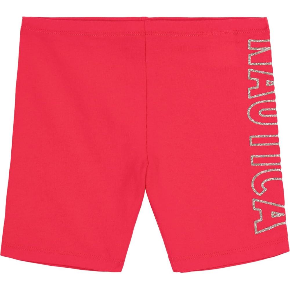imageNautica Girls Active Bike Shorts Soft amp Stretchy Spandex with Flat Waistband amp Logo DesignVirtual Pink Heart