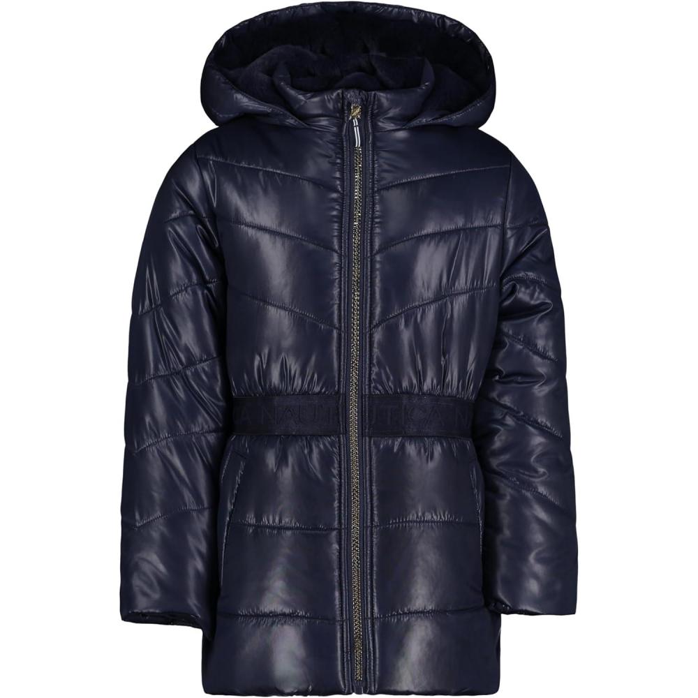 imageNautica Girls Heavyweight Hooded Winter Puffer Coat With Full Length ZipperPeacoat Sparkle