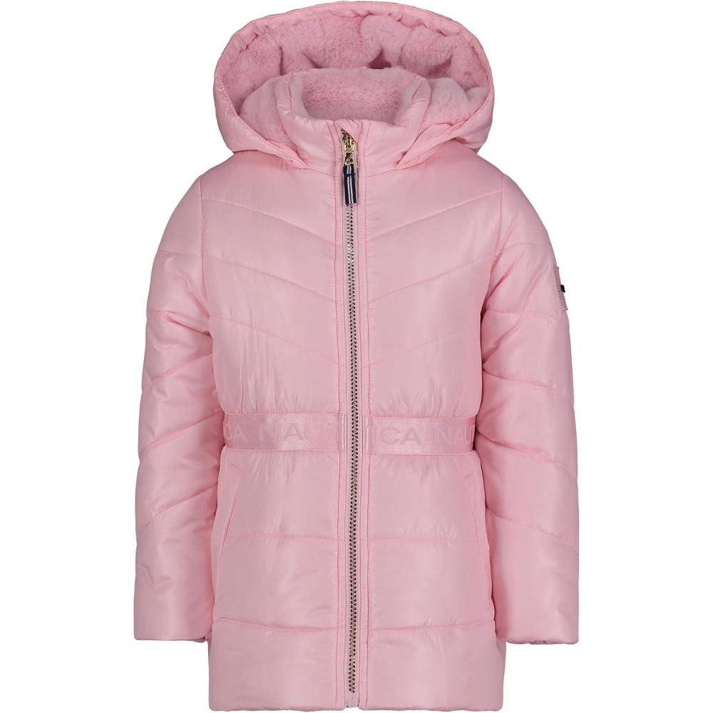 imageNautica Girls Heavyweight Hooded Winter Puffer Coat With Full Length ZipperPink Sparkle