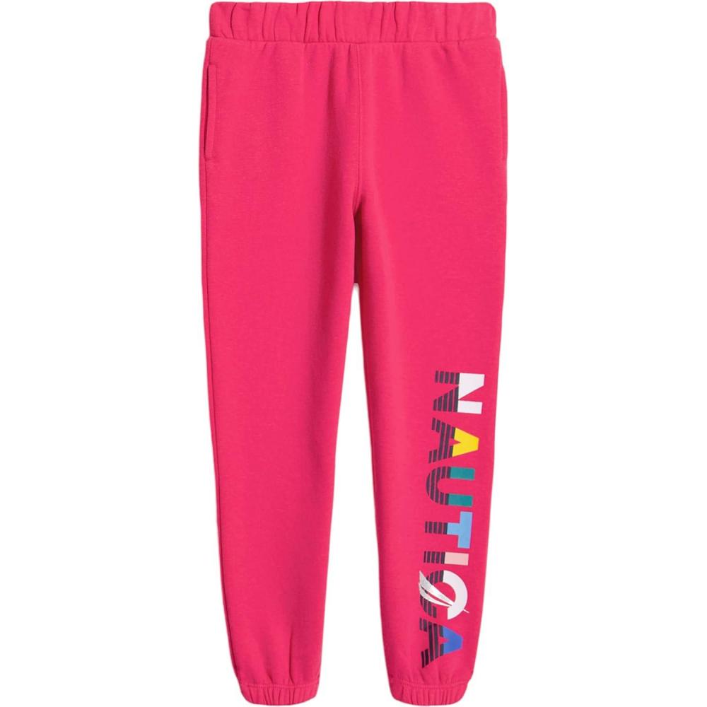imageNautica Girls Logo Sweatpants Fleece Joggers with Ribbed Cuffs amp Functional Side PocketsBeetroot Purple