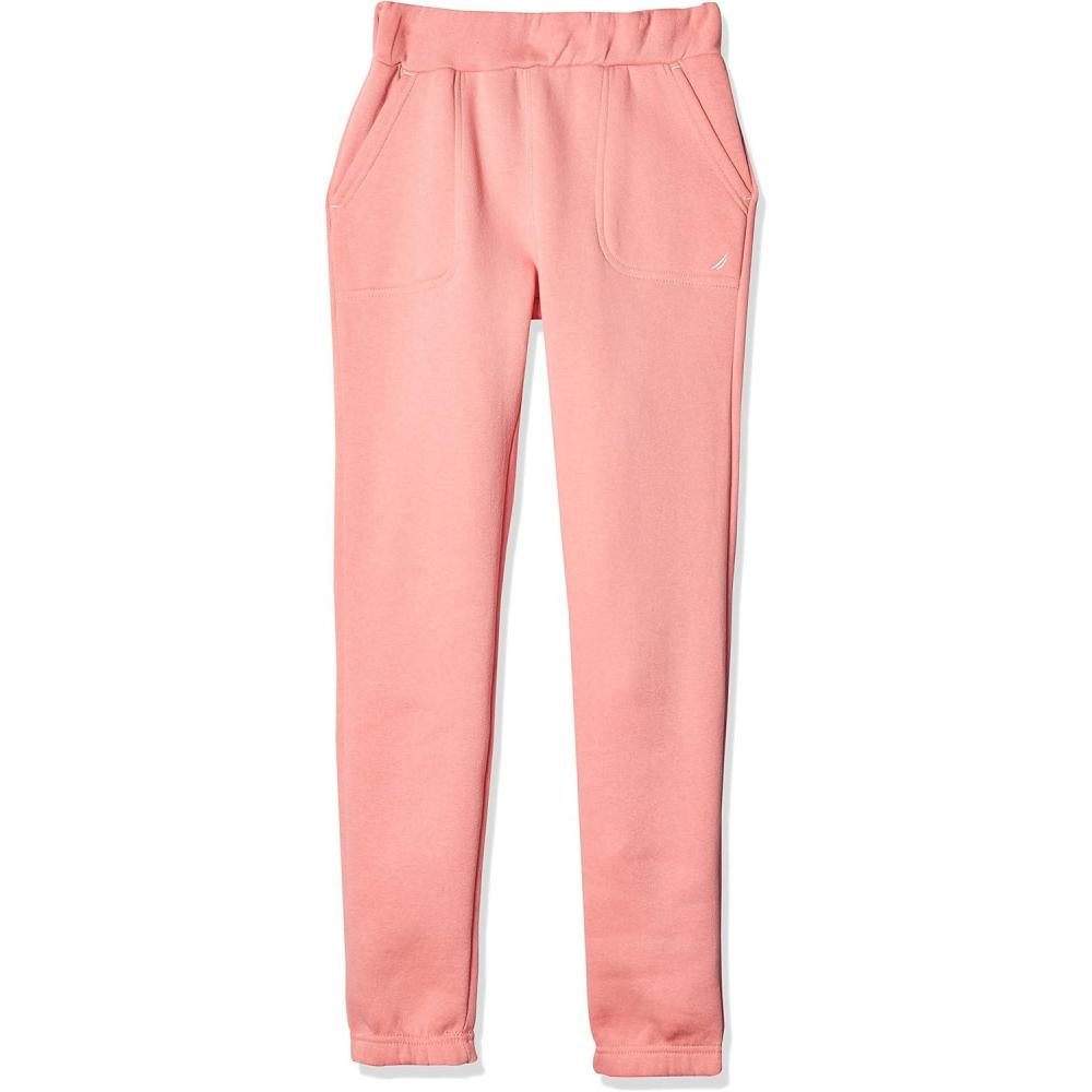 imageNautica Girls Logo Sweatpants Fleece Joggers with Ribbed Cuffs amp Functional Side PocketsFlamingo Pink