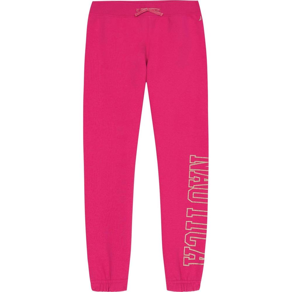 imageNautica Girls Logo Sweatpants Fleece Joggers with Ribbed Cuffs amp Functional Side PocketsFuchsia Glitter Art