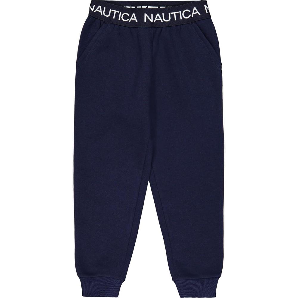 imageNautica Girls Logo Sweatpants Fleece Joggers with Ribbed Cuffs amp Functional Side PocketsPeacoat